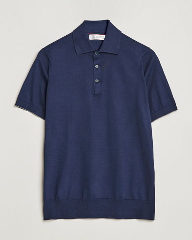 Mies | Uutuudet | Brunello Cucinelli | Short Sleeve Knitted Polo Navy