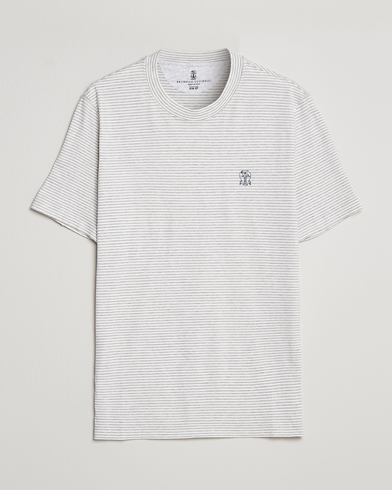 Mies | Brunello Cucinelli | Brunello Cucinelli | Short Sleeve Striped T-Shirt Light Grey