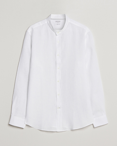Mies |  | Brunello Cucinelli | Linen Guru Collar Shirt White