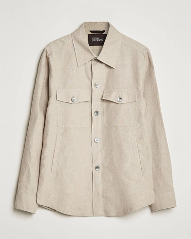 Mies | Vaatteet | Oscar Jacobson | Maverick Linen Shirt Jacket Beige