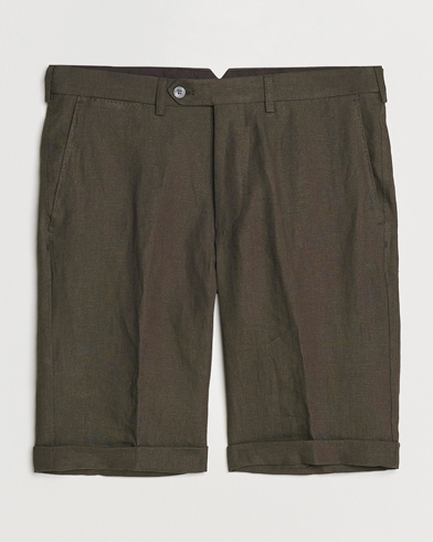 Mies |  | Oscar Jacobson | Declan Linen Shorts Dark Green