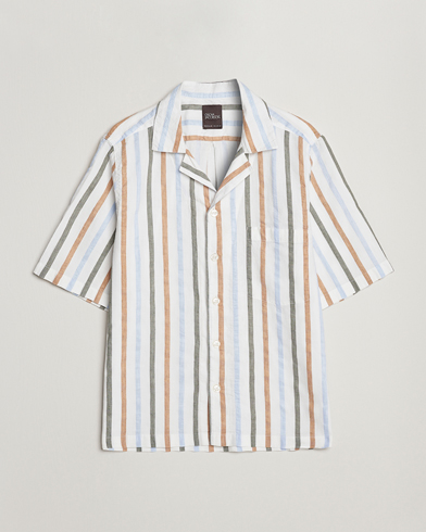 Mies | Vaatteet | Oscar Jacobson | Cuban Short Sleeve Multi Stripe Shirt White