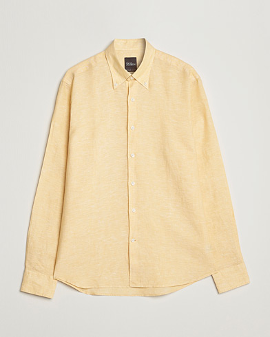 Mies |  | Oscar Jacobson | Regular Fit Button Down Linen Shirt Yellow