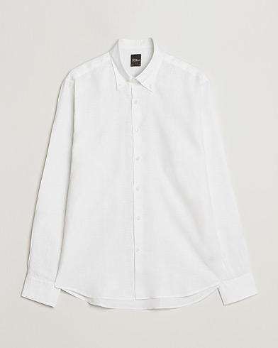 Mies |  | Oscar Jacobson | Regular Fit Button Down Linen Shirt White
