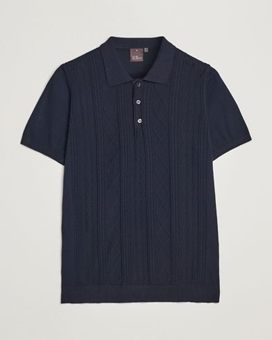 Mies |  | Oscar Jacobson | Bard Short Sleeve Structured Cotton Polo Navy