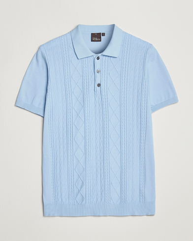 Mies | Oscar Jacobson | Oscar Jacobson | Bard Short Sleeve Structured Cotton Polo Light Blue