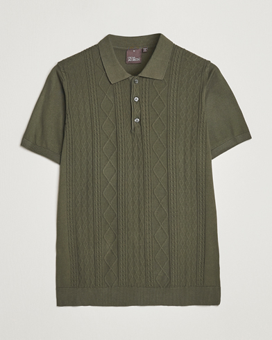 Mies |  | Oscar Jacobson | Bard Short Sleeve Structured Cotton Polo Olive