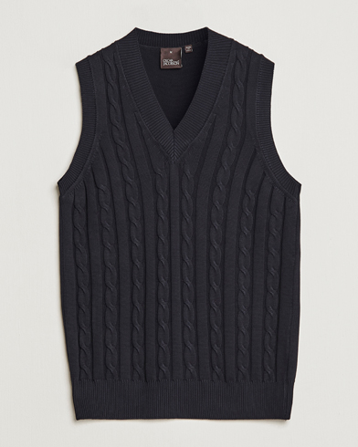 Mies | Neuleliivit | Oscar Jacobson | Lucas Cable Knitted Vest Navy