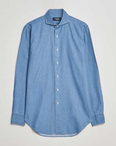 Mies | Vaatteet | Kamakura Shirts | Slim Fit Denim Shirt Light Indigo