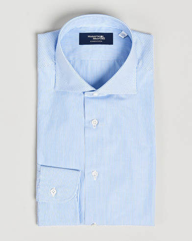 Mies | Kamakura Shirts | Kamakura Shirts | Slim Fit Striped Broadcloth Shirt Light Blue