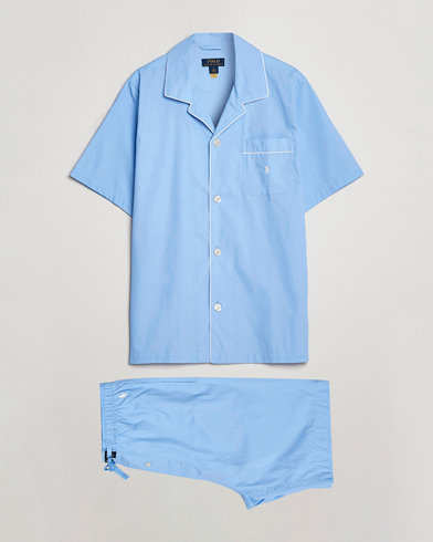 Mies | Preppy Authentic | Polo Ralph Lauren | Cotton Short Pyajama Set Solid Austin Blue