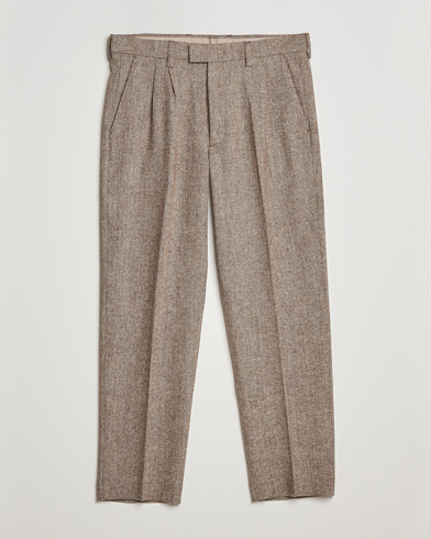 Mies | Irtohousut | NN07 | Fritz Wool Pleated Trousers Brown Melange