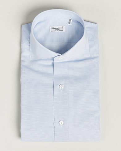 Mies |  | Finamore Napoli | Milano Slim Linen Dress Shirt Light Blue