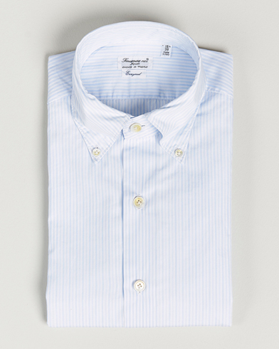 Mies |  | Finamore Napoli | Milano Slim Washed Dress Shirt Light Blue Stripe
