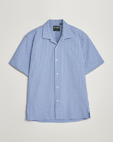 Mies | Gitman Vintage | Gitman Vintage | Summer Ready Jacquard Camp Shirt Light Blue