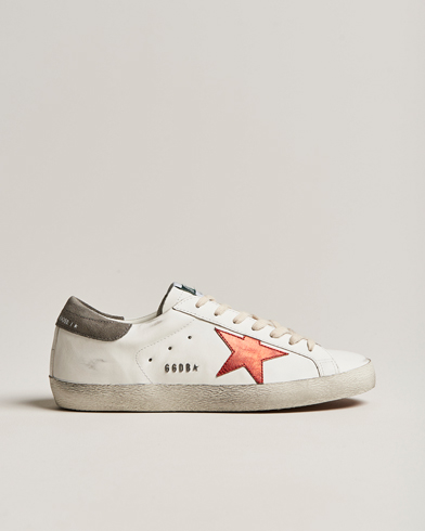 Mies | Valkoiset tennarit | Golden Goose Deluxe Brand | Super-Star Sneakers White/Red