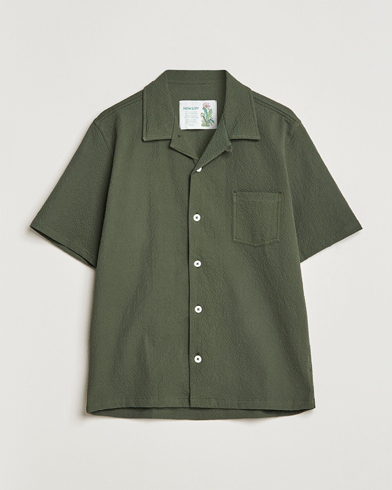 Mies | Lyhythihaiset kauluspaidat | Howlin' | Short Sleeve Cotton Seersucker Shirt Greenish