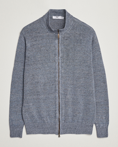 Mies |  | Inis Meáin | Chevron Washed Donegal Linen Zipper Dusk