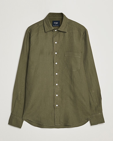 Mies |  | Drake's | Linen Summer Shirt Green