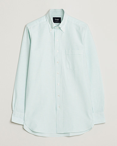 Mies | Oxford-paidat | Drake's | Striped Button Down Oxford Shirt Green