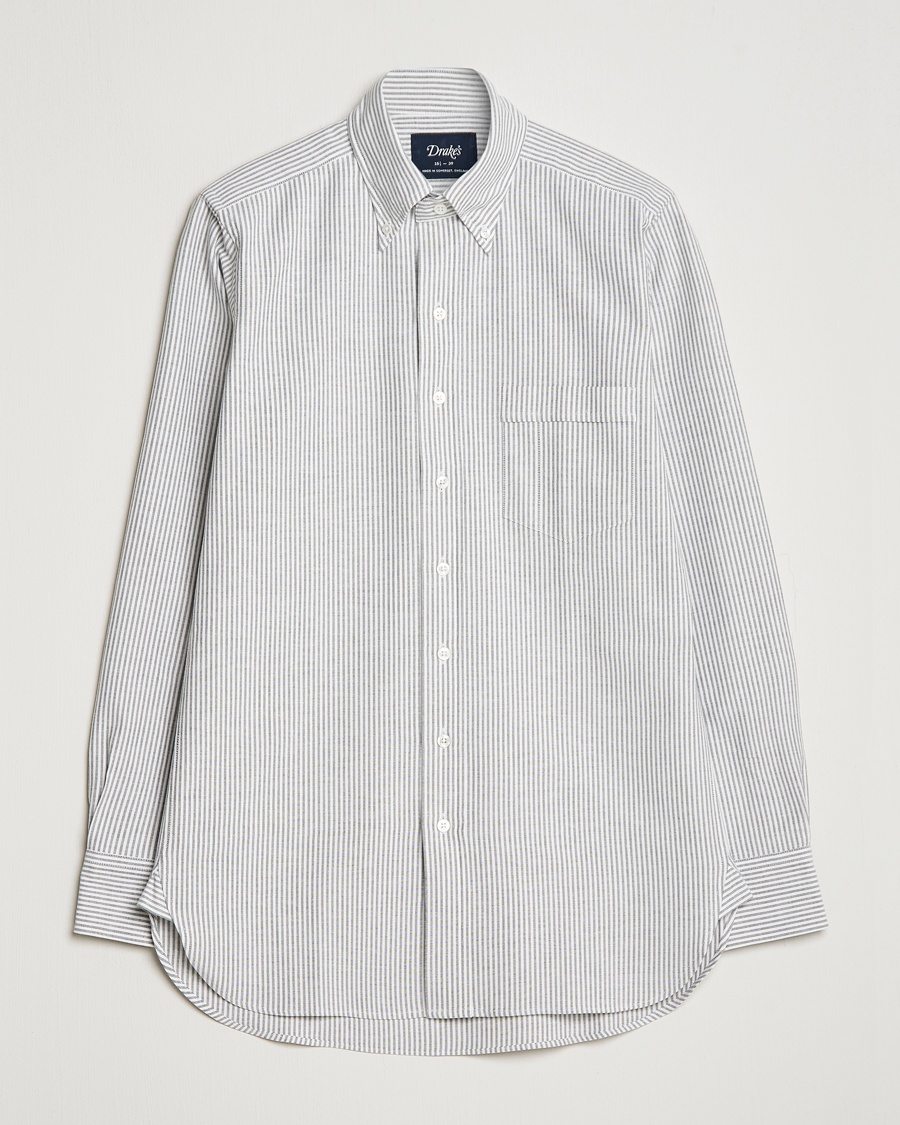 Drake's Striped Button Down Oxford Shirt Black – Musta