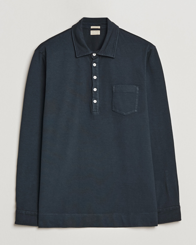 Mies |  | Massimo Alba | Ischia Long Sleeve Cotton Polo Washed Black