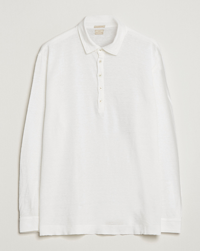 Mies |  | Massimo Alba | Raya Long Sleeve Linen Polo White