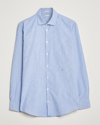 Mies |  | Massimo Alba | Canary Striped Seersucker Shirt Blue