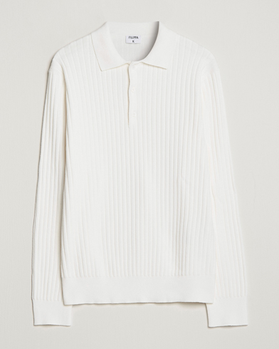 Mies | Kaulukselliset neuleet | Filippa K | Knitted Polo Shirt White