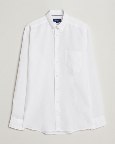 Mies | Pellavapaidat | Eton | Slim Fit Linen Shirt White