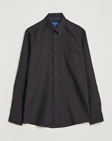 Mies | Pellavapaidat | Eton | Slim Fit Linen Shirt Black