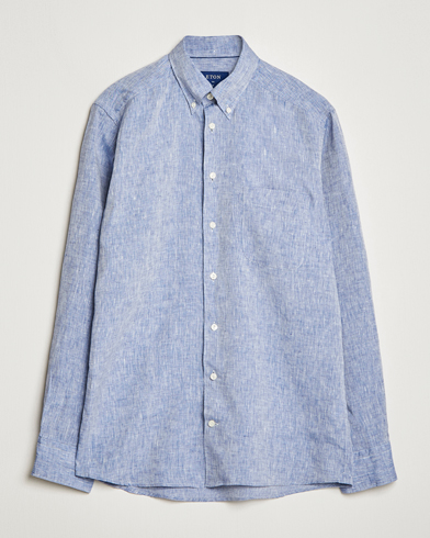Mies |  | Eton | Slim Fit Linen Shirt Mid Blue