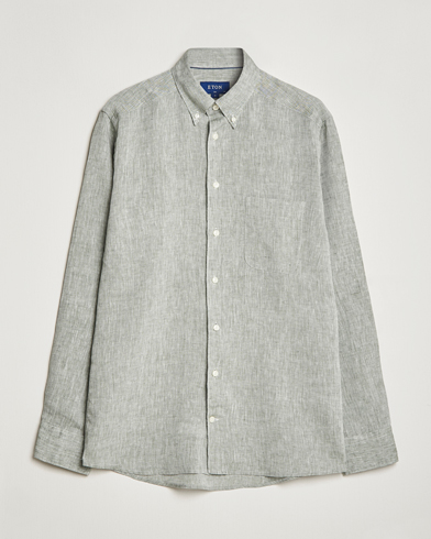 Mies |  | Eton | Slim Fit Linen Shirt Green