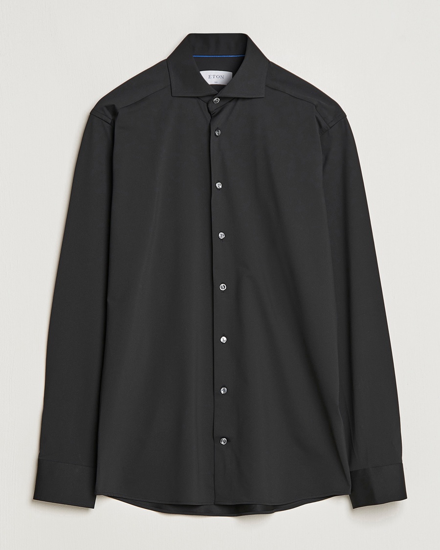 Eton Slim Fit Four Way Stretch Shirt Black – Musta