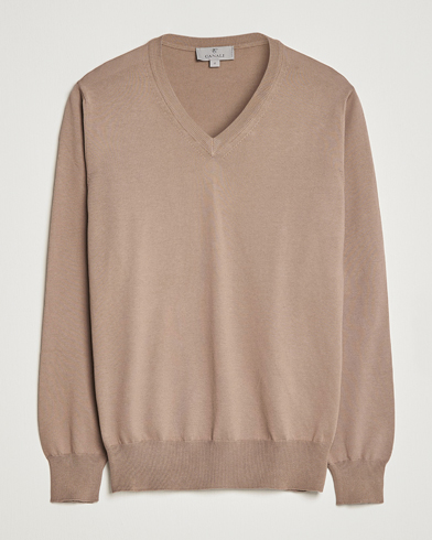 Mies | Canali | Canali | Cotton V-Neck Pullover Brown