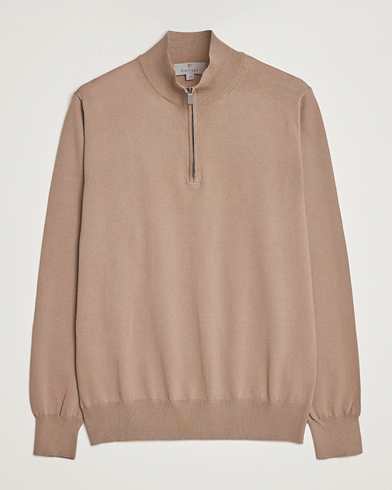 Mies |  | Canali | Cotton Half Zip Sweater Brown