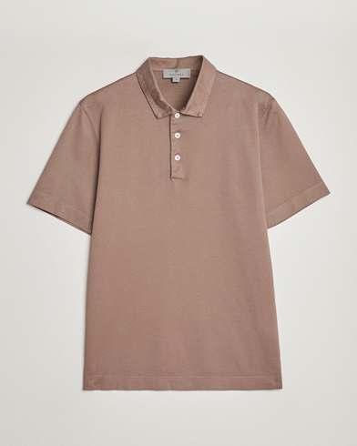 Mies |  | Canali | Short Sleeve Polo Pique Taupe