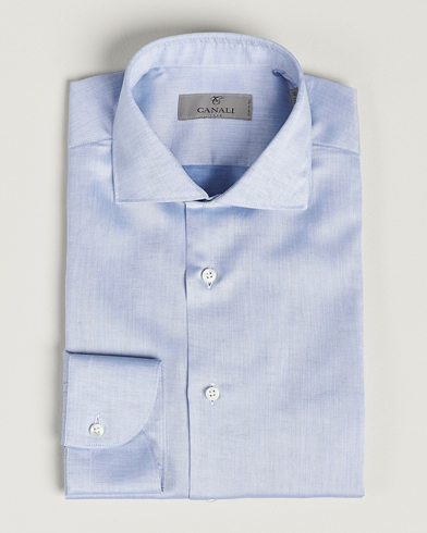 Mies | Bisnespaidat | Canali | Slim Fit Linen Shirt Light Blue