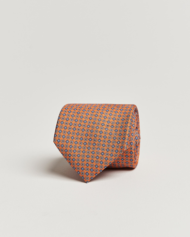 Mies |  | Canali | Micro Pattern Printed Silk Tie Orange