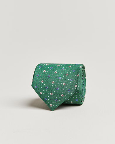 Mies |  | Canali | Printed Flower Silk Tie Green