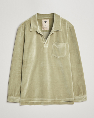 Mies |  | OAS | Long Sleeve Velour Shirt Washed Green