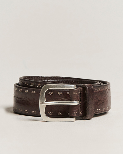Mies | Asusteet | Orciani | Hand Painted Leather Belt Dark Brown