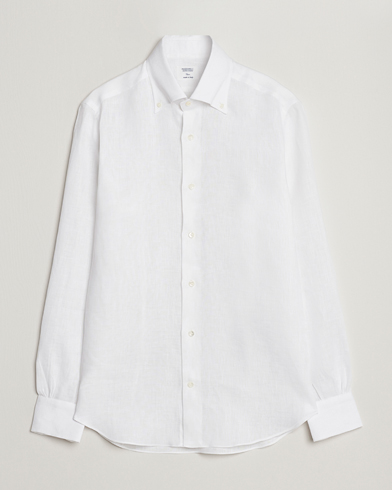 Mies | Mazzarelli | Mazzarelli | Soft Linen Button Down Shirt White
