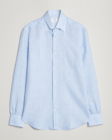 Mies | Mazzarelli | Mazzarelli | Soft Linen Button Down Shirt Light Blue