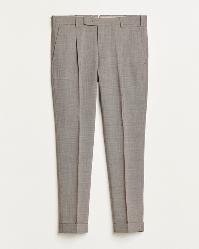 Mies | PT01 | PT01 | Slim Fit Pleated Soft Wool Trousers Beige