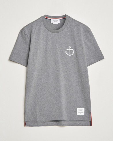 Mies | Luxury Brands | Thom Browne | Anchor Embroidered T-Shirt Light Grey
