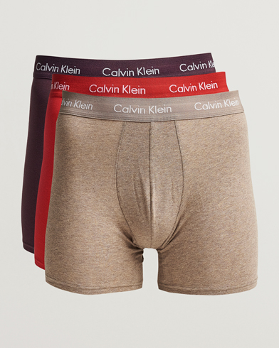 Mies | Alushousut | Calvin Klein | Cotton Stretch 3-Pack Boxer Breif Plum/Red/Beige