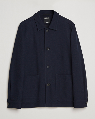 Mies |  | Zegna | Wool Jersey Chore Jacket Navy