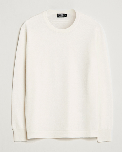 Mies |  | Zegna | Oasi Cashmere/Linen Crew Neck Sweater Off White