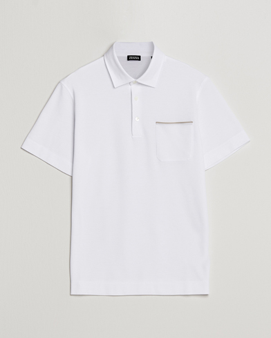 Mies |  | Zegna | Short Sleeve Pocket Polo White